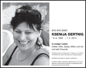 Traueranzeige von Ksenia Derting von saarbruecker_zeitung