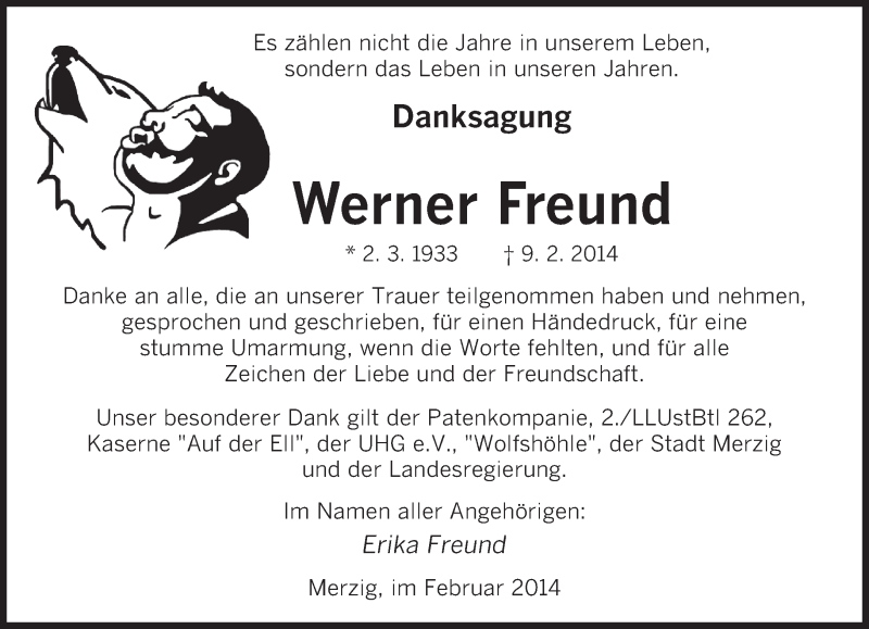  Traueranzeige für Werner Freund vom 22.02.2014 aus saarbruecker_zeitung