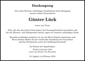Traueranzeige von Günter Lück von SAARBRÜCKER ZEITUNG