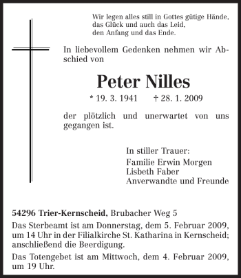 Traueranzeige von Peter Nilles 