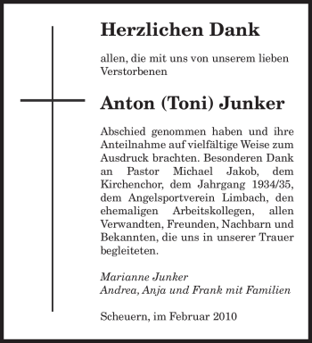 Traueranzeige von Anton Junker von SAARBRÜCKER ZEITUNG