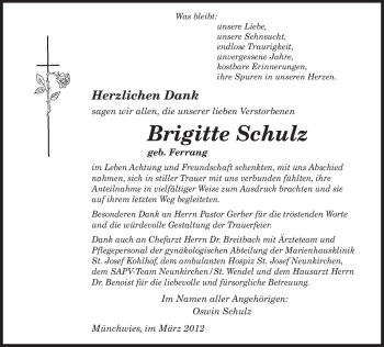 Traueranzeige von Brigitte Schulz von SAARBRÜCKER ZEITUNG