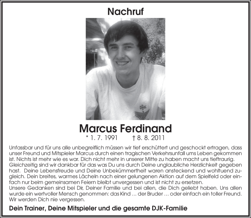  Traueranzeige für Marcus Ferdinand vom 12.08.2011 aus SAARBRÜCKER ZEITUNG