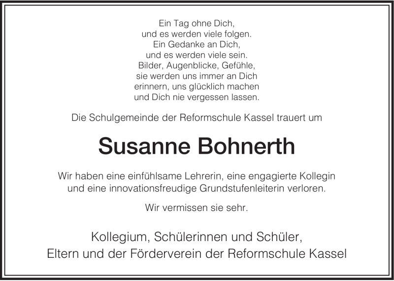  Traueranzeige für Susanne Bohnerth vom 22.10.2008 aus SAARBRÜCKER ZEITUNG