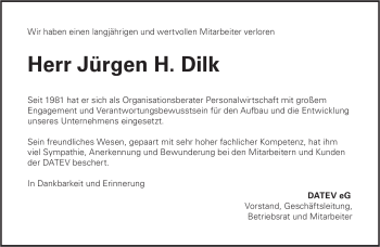 Traueranzeige von Jürgen H. Dilk von SAARBRÜCKER ZEITUNG