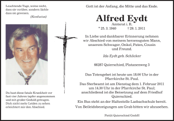 Traueranzeige von Alfred Eydt von SAARBRÜCKER ZEITUNG