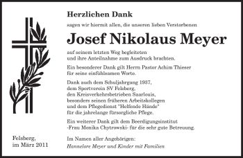 Traueranzeige von Josef Nikolaus Meyer von SAARBRÜCKER ZEITUNG