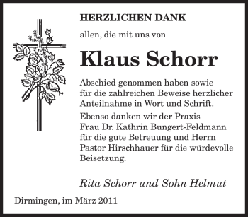 Traueranzeige von Klaus Schorr von SAARBRÜCKER ZEITUNG