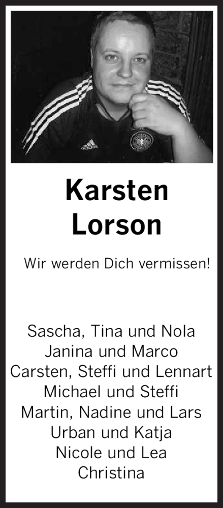  Traueranzeige für Karsten Lorson vom 22.09.2011 aus SAARBRÜCKER ZEITUNG