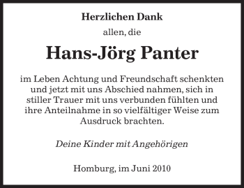 Traueranzeige von Hans-Jörg Panter von SAARBRÜCKER ZEITUNG