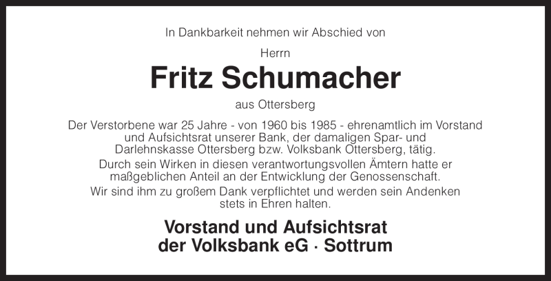  Traueranzeige für Fritz Schumacher vom 15.12.2009 aus SAARBRÜCKER ZEITUNG
