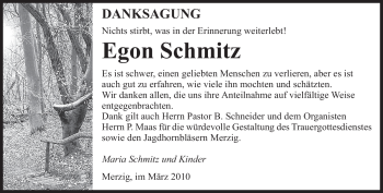 Traueranzeige von Egon Schmitz von SAARBRÜCKER ZEITUNG