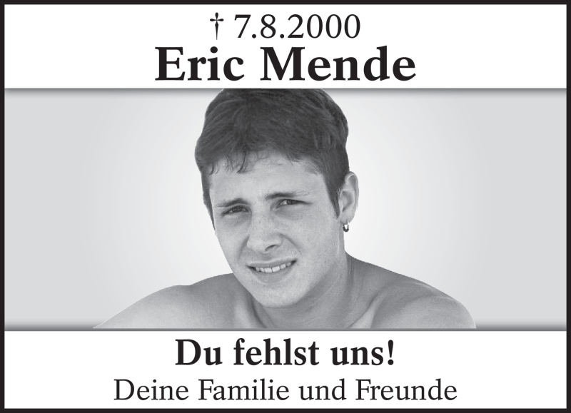  Traueranzeige für Eric Mende vom 07.08.2010 aus SAARBRÜCKER ZEITUNG