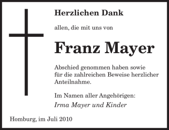 Traueranzeige von Franz Mayer von SAARBRÜCKER ZEITUNG