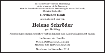 Traueranzeige von Helene Schröder von SAARBRÜCKER ZEITUNG
