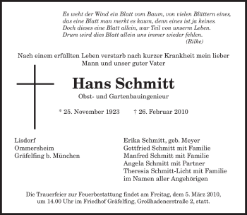 Traueranzeige von Hans Schmitt von SAARBRÜCKER ZEITUNG