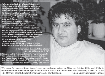 Traueranzeige von Behrous Madjde Teimouri von SAARBRÜCKER ZEITUNG