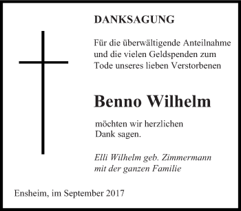 Traueranzeige von Benno Wilhelm von saarbruecker_zeitung