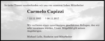 Traueranzeige von Carmelo Capizzi von saarbruecker_zeitung