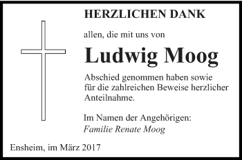 Traueranzeige von Ludwig Moog von saarbruecker_zeitung