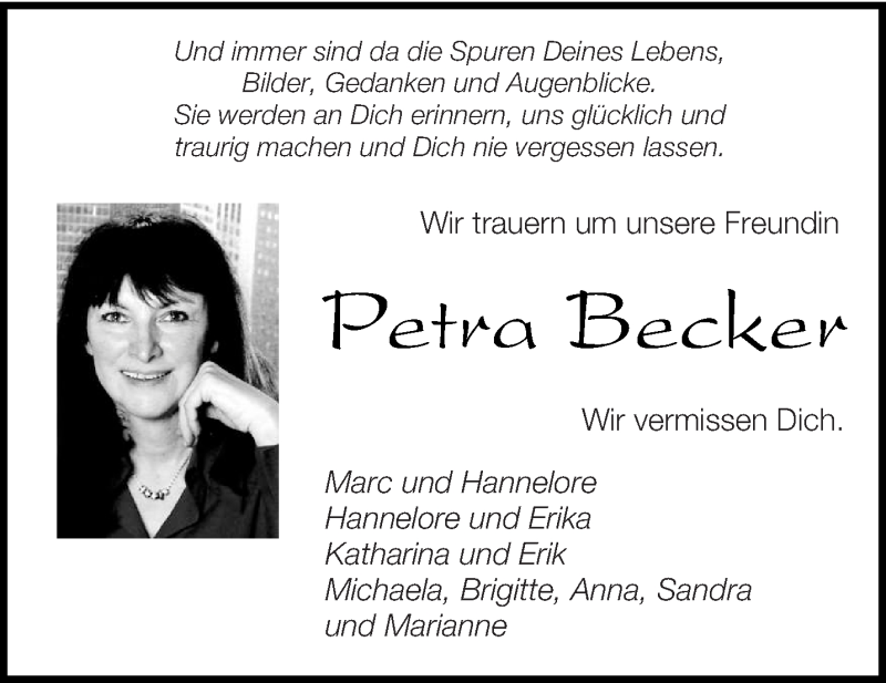  Traueranzeige für Petra Becker vom 04.03.2017 aus saarbruecker_zeitung