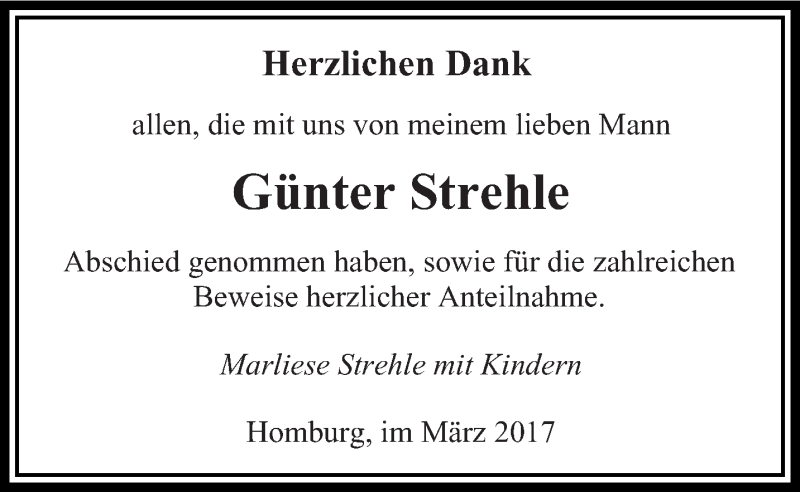  Traueranzeige für Günter Strehle vom 17.03.2017 aus saarbruecker_zeitung