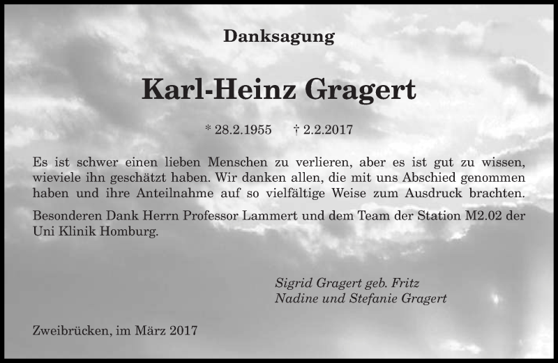  Traueranzeige für Karl-Heinz Gragert vom 03.03.2017 aus saarbruecker_zeitung