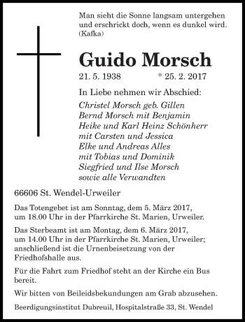 Traueranzeige von Guido Morsch von saarbruecker_zeitung