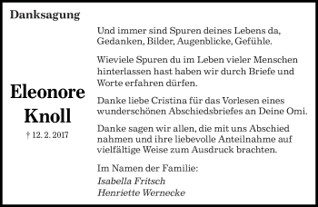 Traueranzeige von Eleonore Knoll von saarbruecker_zeitung