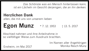 Traueranzeige von Egon Munz von saarbruecker_zeitung