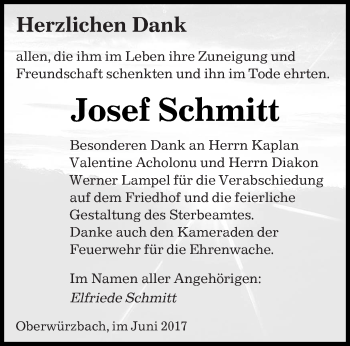 Traueranzeige von Josef Schmitt von saarbruecker_zeitung