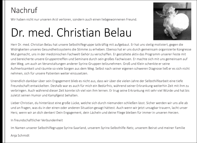 Traueranzeige für Christian Belau vom 13.01.2018 aus saarbruecker_zeitung
