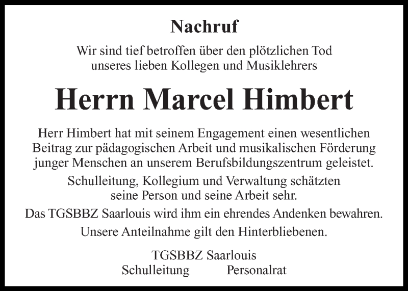  Traueranzeige für Marcel Himbert vom 02.01.2018 aus saarbruecker_zeitung