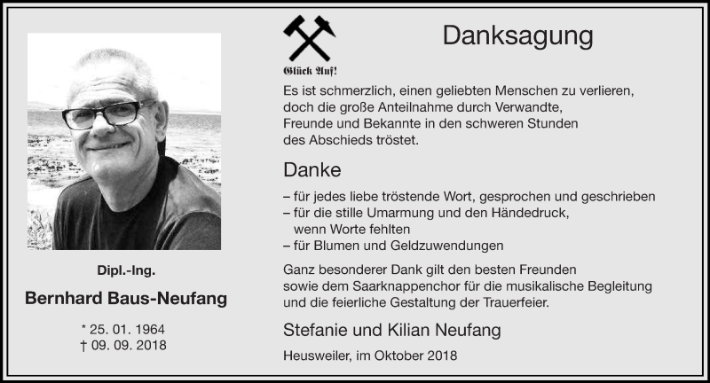  Traueranzeige für Bernhard Baus-Neufang vom 06.10.2018 aus saarbruecker_zeitung