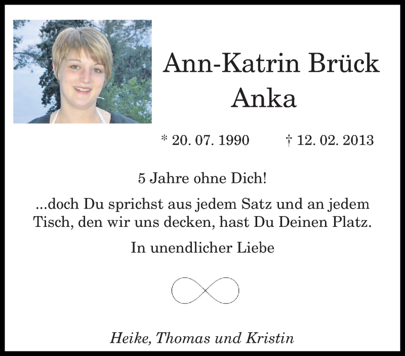  Traueranzeige für Ann-Katrin Brück vom 12.02.2018 aus saarbruecker_zeitung