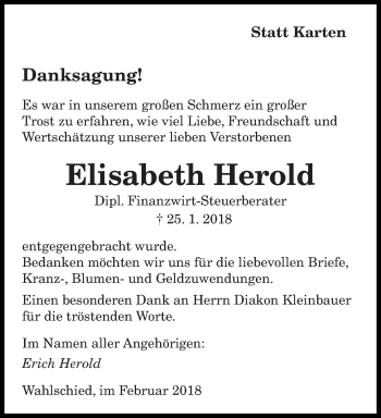 Traueranzeige von Elisabeth Herold von saarbruecker_zeitung