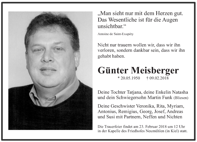  Traueranzeige für Günter Meisberger vom 20.02.2018 aus saarbruecker_zeitung