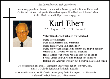 Traueranzeige von Karl Ebert von saarbruecker_zeitung