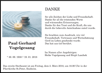 Traueranzeige von Paul Gerhard Vogelsang von saarbruecker_zeitung