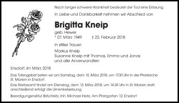 Traueranzeige von Brigitta Kneip von saarbruecker_zeitung