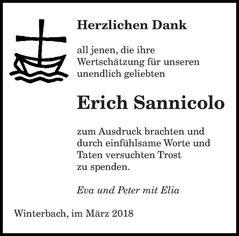  Traueranzeige für Erich Sannicolo vom 24.03.2018 aus saarbruecker_zeitung