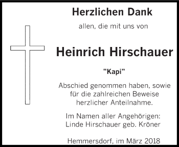 Traueranzeige von Heinrich Hirschauer von saarbruecker_zeitung