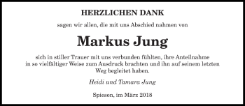 Traueranzeige von Markus Jung von saarbruecker_zeitung