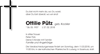 Traueranzeige von Peter Pütz von saarbruecker_zeitung