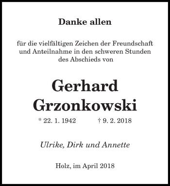 Traueranzeige von Gerhard Grzonkowski von saarbruecker_zeitung