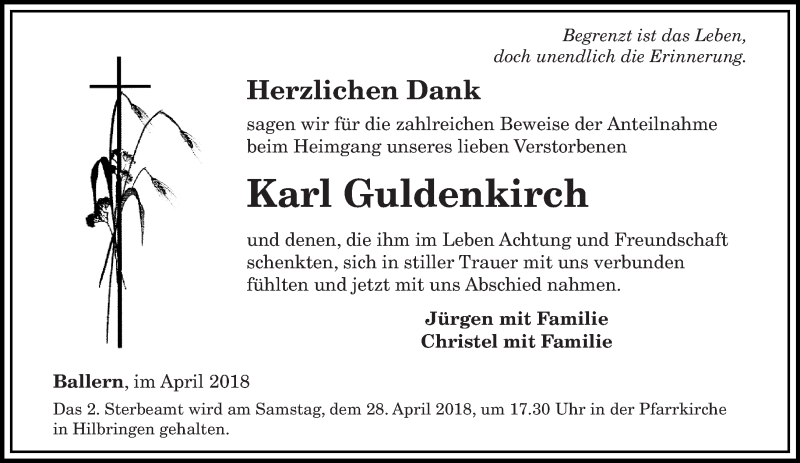  Traueranzeige für Karl Guldenkirch vom 17.04.2018 aus saarbruecker_zeitung