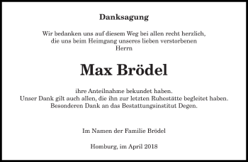Traueranzeige von Max Brödel von saarbruecker_zeitung