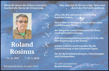 Traueranzeige von Roland Rosinus von saarbruecker_zeitung