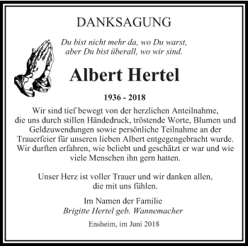 Traueranzeige von Albert Hertel von saarbruecker_zeitung