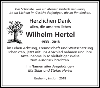 Traueranzeige von Wilhelm Hertel von saarbruecker_zeitung